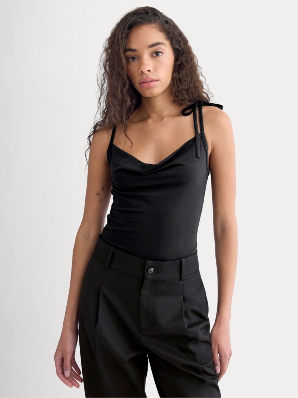 NWT Everlane Tie-Shoulder Tank Top - Black